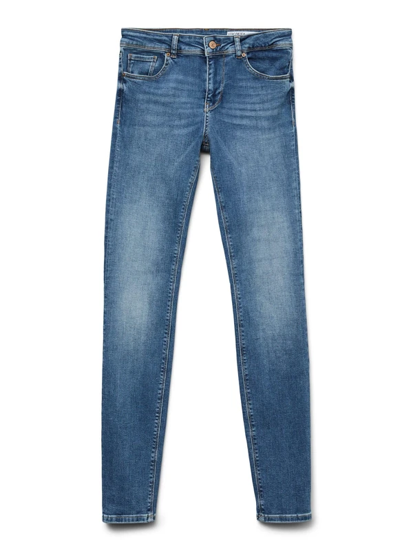 VERO Moda Womens Vmlux Mr Slim Ri310 Noos Jeans, Medium Blue Denim, S / 34L UK - Image 1