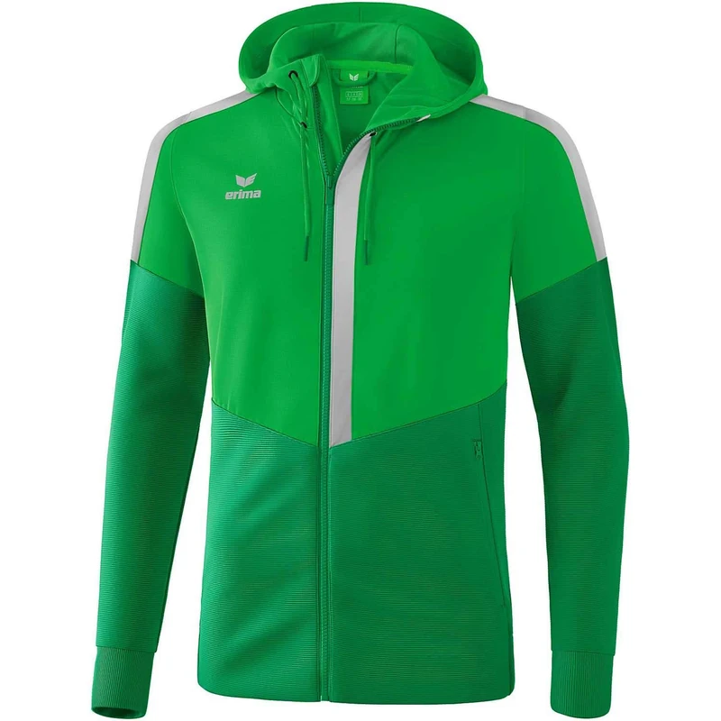 Erima Squad Training Jacket with Hood - Fern Green/Emerald/Silver Grey, 164