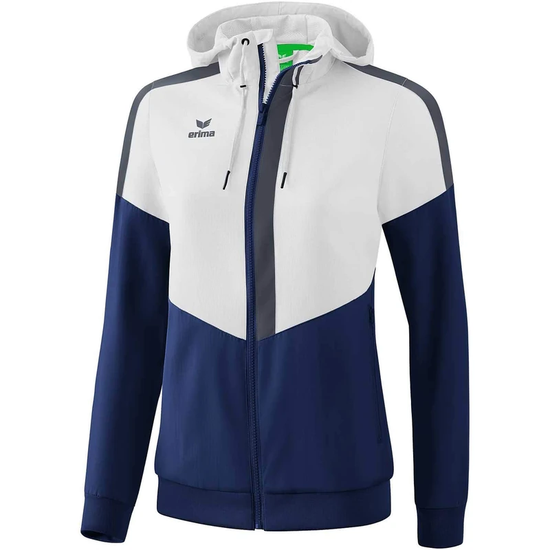 Erima Squad Track Top Jacket with Hood - White/New Navy/Slate Grey, 44