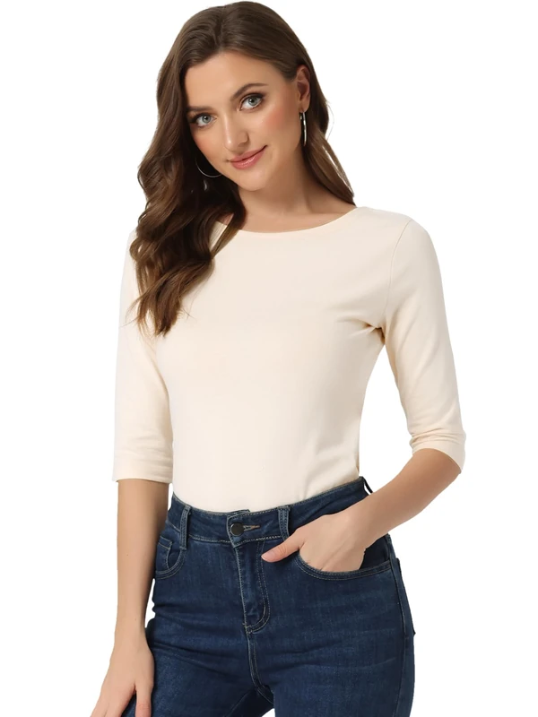 Allegra K Women's Glitter Top Twist Long Sleeve Cut Out Sparkly Party Cropped Tops, Beige, M