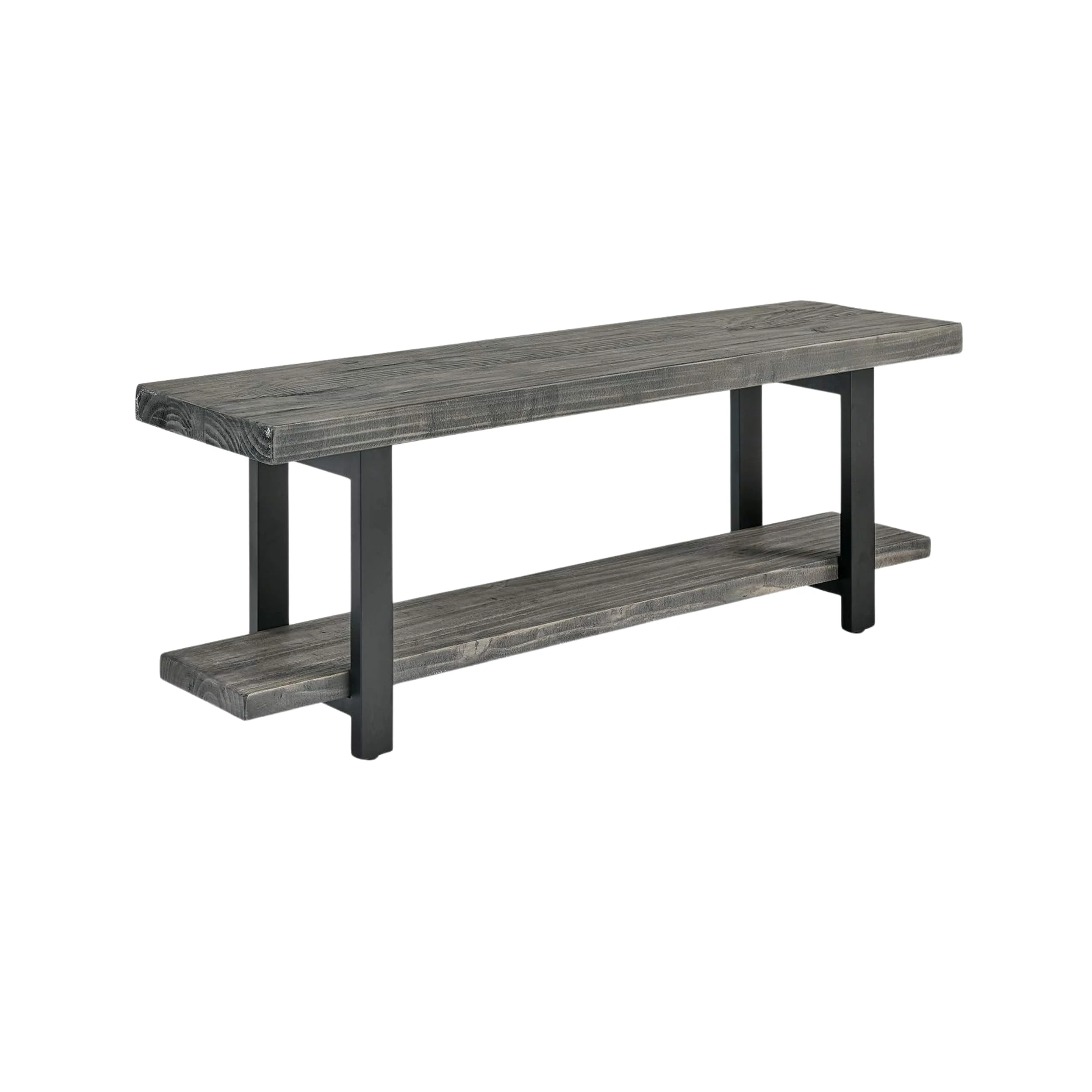 Sonoma Metal and Reclaimed Wood Bench, Slate Gray