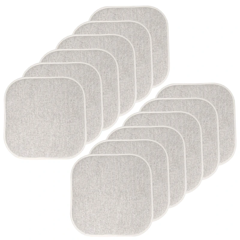 Sweet Home Collection Chair Cushion Memory Foam Pads Honeycomb Pattern Slip Non Skid Rubber Back Rounded Square 16" x 16" Seat Cover, Alexis Cream/Brown - 12 Pack