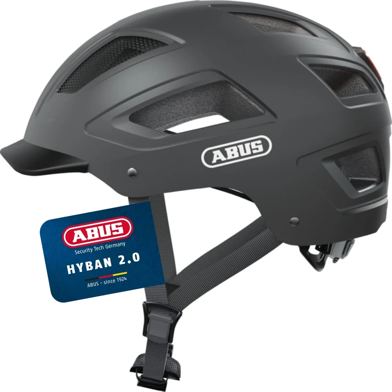 ABUS Hyban 2.0 city helmet - bike helmet with rear light, ABS hard shell, good fit - for men and women