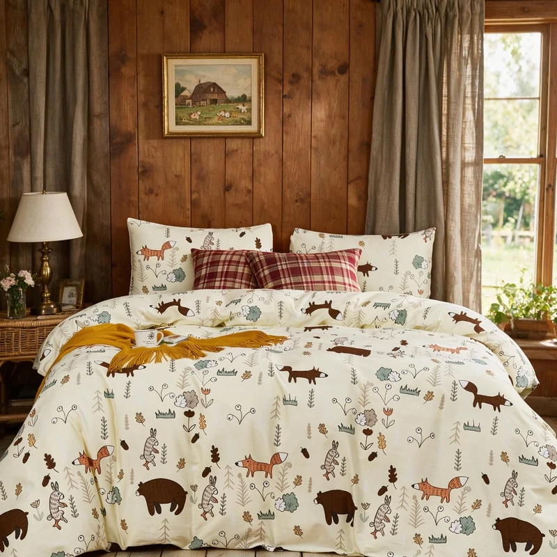 CLOTHKNOW Yellow Animal Queen Comforter Set Cartoon Bedding Comforter Sets