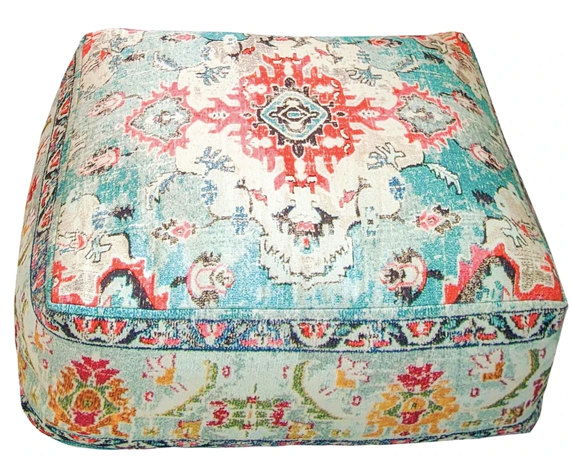 Mandala Life ART Bohemian Yoga Decor Floor Cushion Cover - 60x20 cm - Square Meditation Carpet Pillow Case - Printed Cotton Rug Pouf
