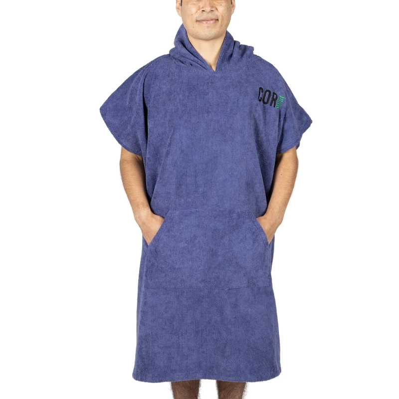 COR Surf Changing Towel Poncho for Adults - Soft and Quick Dry Microfibre Swimming Robe, Hooded Towel with Pockets, Lightweight and Fade-Resistant, Cobalt Blue, M