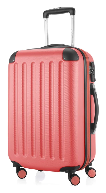 Hauptstadtkoffer Spree – Cabin Luggage, 55 × 35 × 20 cm for All Airlines, Travel Suitcase, Hard Shell Trolley, Carry-On Suitcase, Coral
