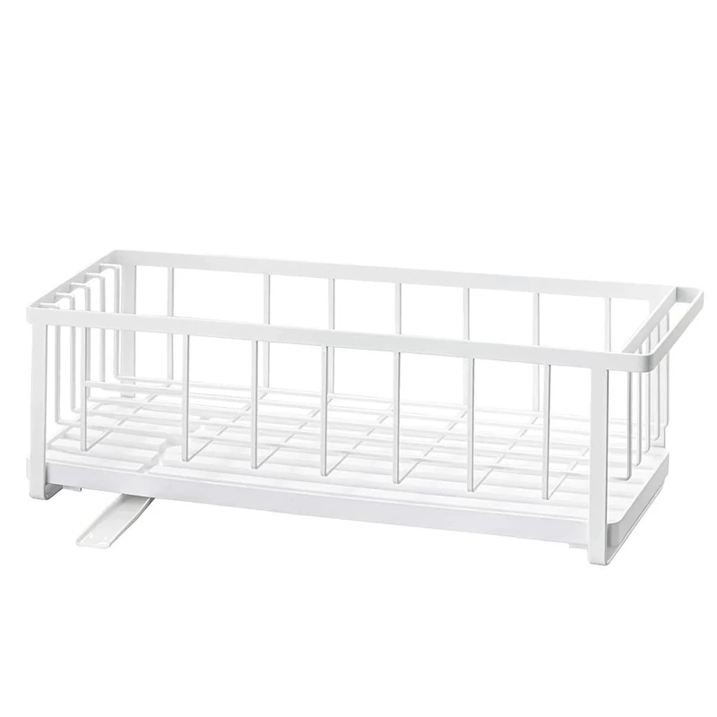 YAMAZAKI Dish Drainer, Alloy Steel Silicone, White, Standard Size