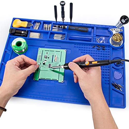 Anti-Static Soldering Mat, Preciva 500℃ Heat-resistant Magnetic Multi-purpose Work Station Pad for Soldering Brazing Phone Watch Repair (43 x 30 cm)