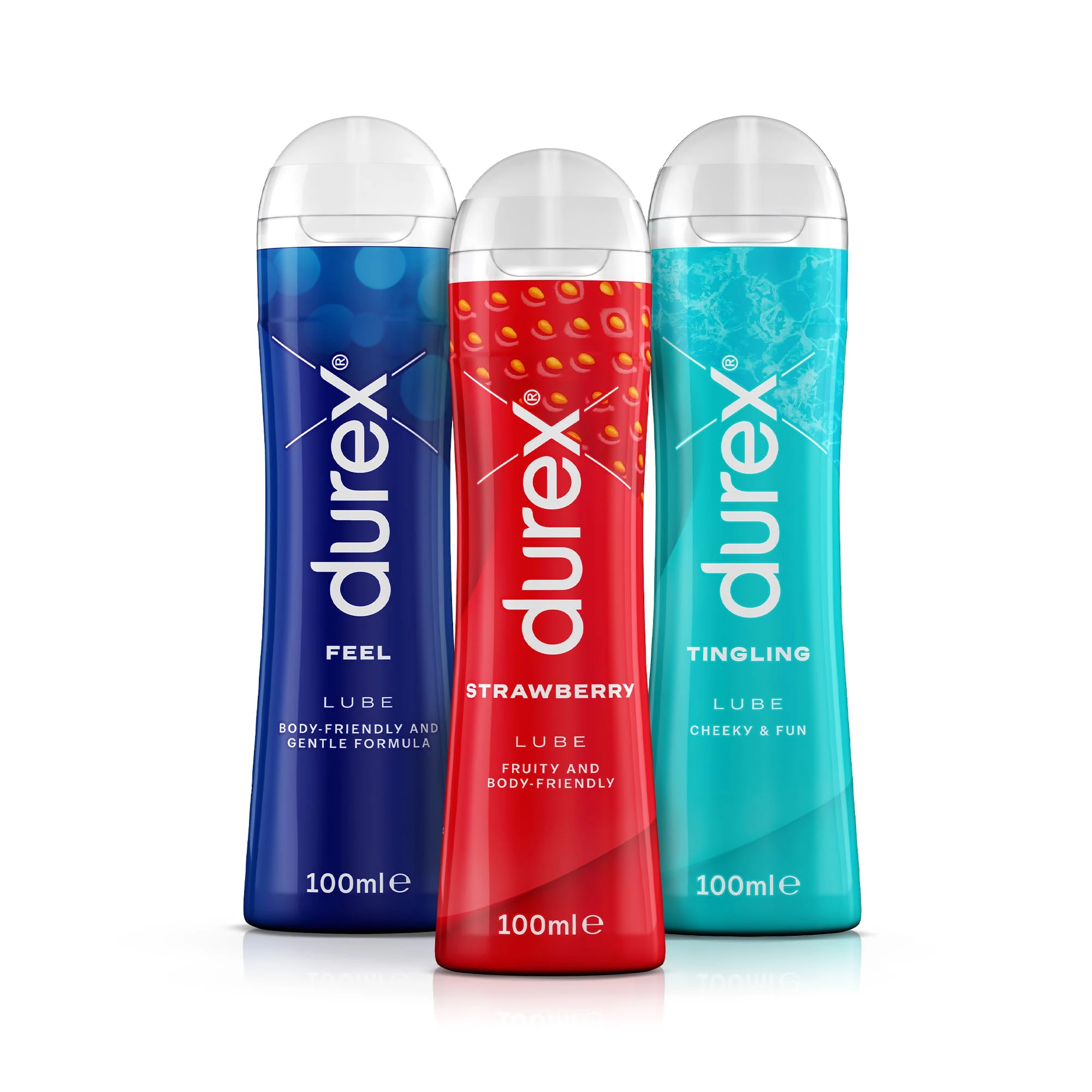 Durex Lubes, Bundle of Warming, Tingling and Feel lubricants, 3 x 100 ml
