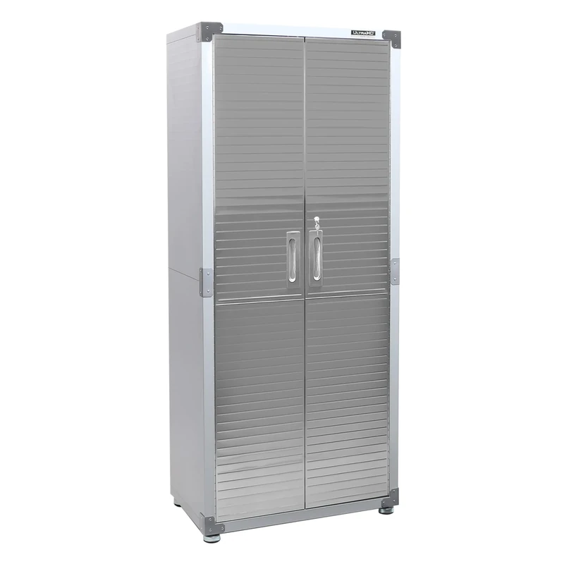 Seville Classics UltraHD Tall Cabinet, Locker Organizer w/Adjustable Shelves for Garage, Warehouse, Office, Classroom, Stainless Steel, Granite, 76.2 x 45.7 x 183 cm