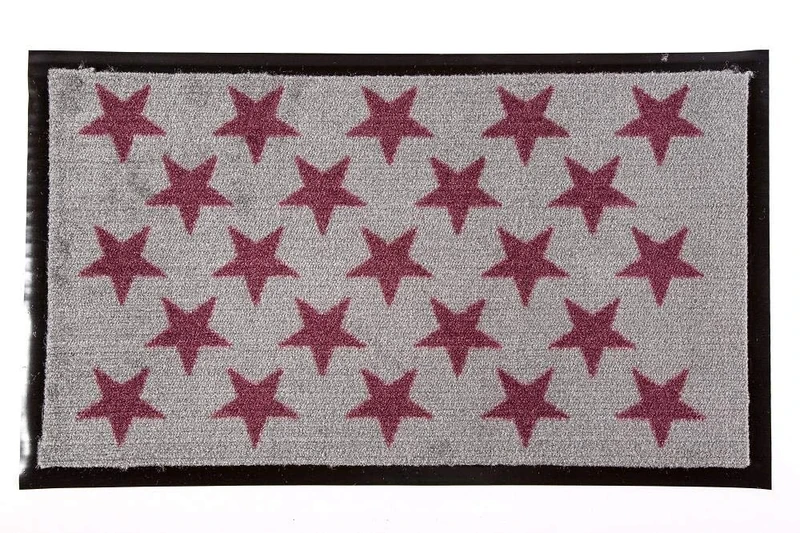 Decorative Coir Entrance Door Mat Red stars 75 cm x 75 cm
