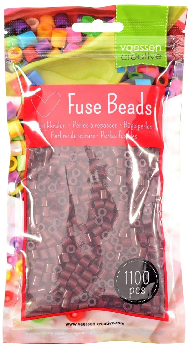 Vaessen Creative Fuse Beads, Reddish-Brown, Set of 1100 Pieces for DIY Crafts with Kids, Making Jewelry, Homemade Decorations and Other Crafty Ideas, 5mm