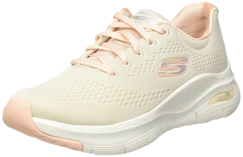 Skechers Women's Arch Fit Big Appeal Sneaker,Natural Knit Mesh / Coral Trim,5.5 UK