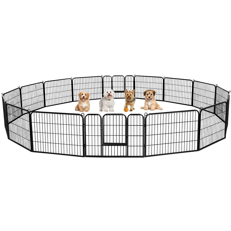 Yaheetech Dog Playpen, 16 Panel Puppy Play Pen Heavy Duty Pet Exercise Fence for Garden/Yard 60cm Height
