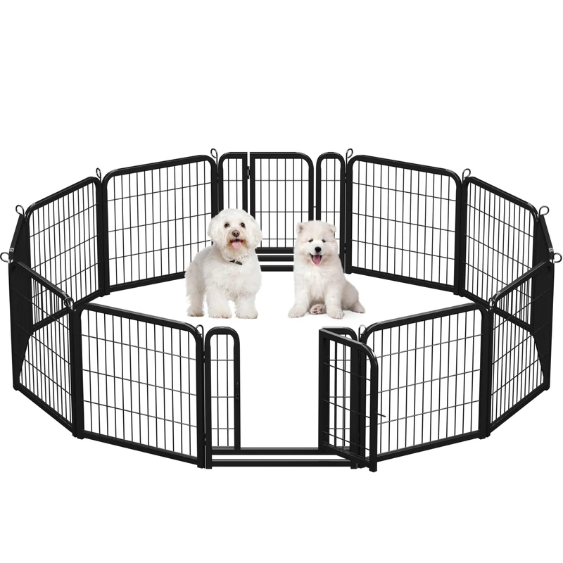 Yaheetech Lightweight Dog Playpen, 12 Panel 60cm Dog Fence Pet Exercise Pen Portable Puppy Play Pen Suitable for RV/Camping