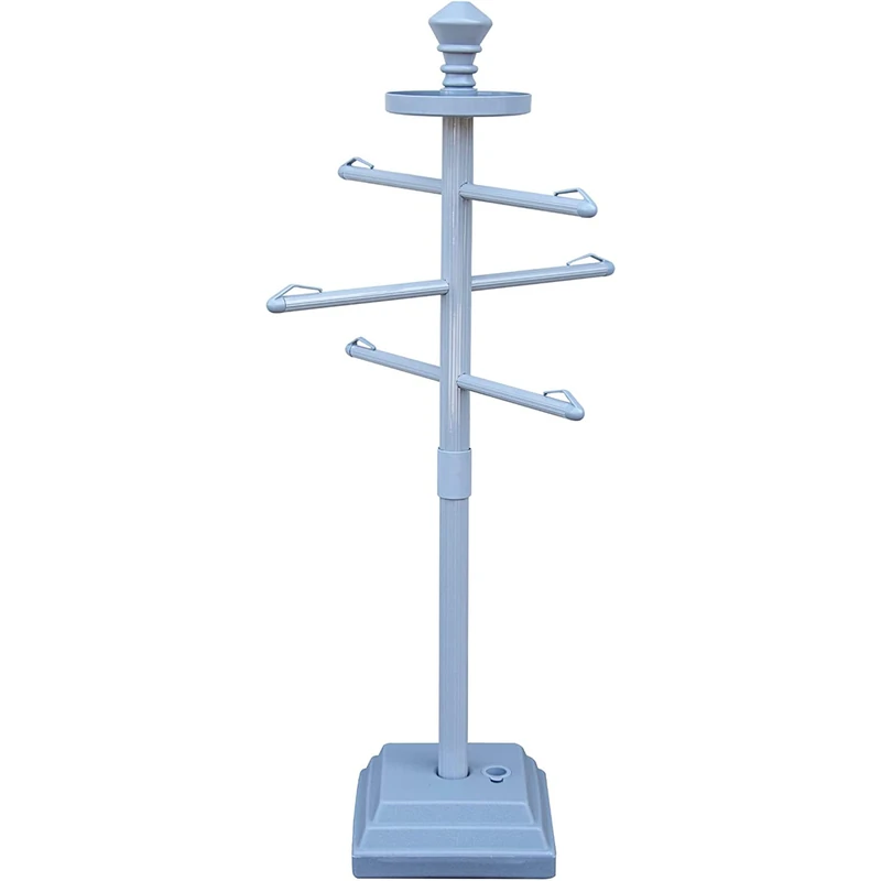 Swimline HYDROTOOLS 89033 Premium Free Standing Poolside Valet Towel Rack Adjustable With Water Weighted Base Three Arms Secure Clips For Outdoors & Indoors Pool Patio Poolside Holder Drying Stand
