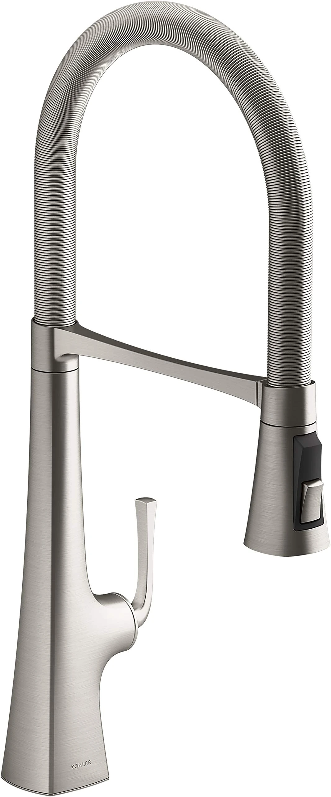 Kohler 22060-VS Graze Commercial, 3 Function Tall Semi-pro Kitchen Sink Faucet with Pull Down Sprayer, Vibrant Stainless