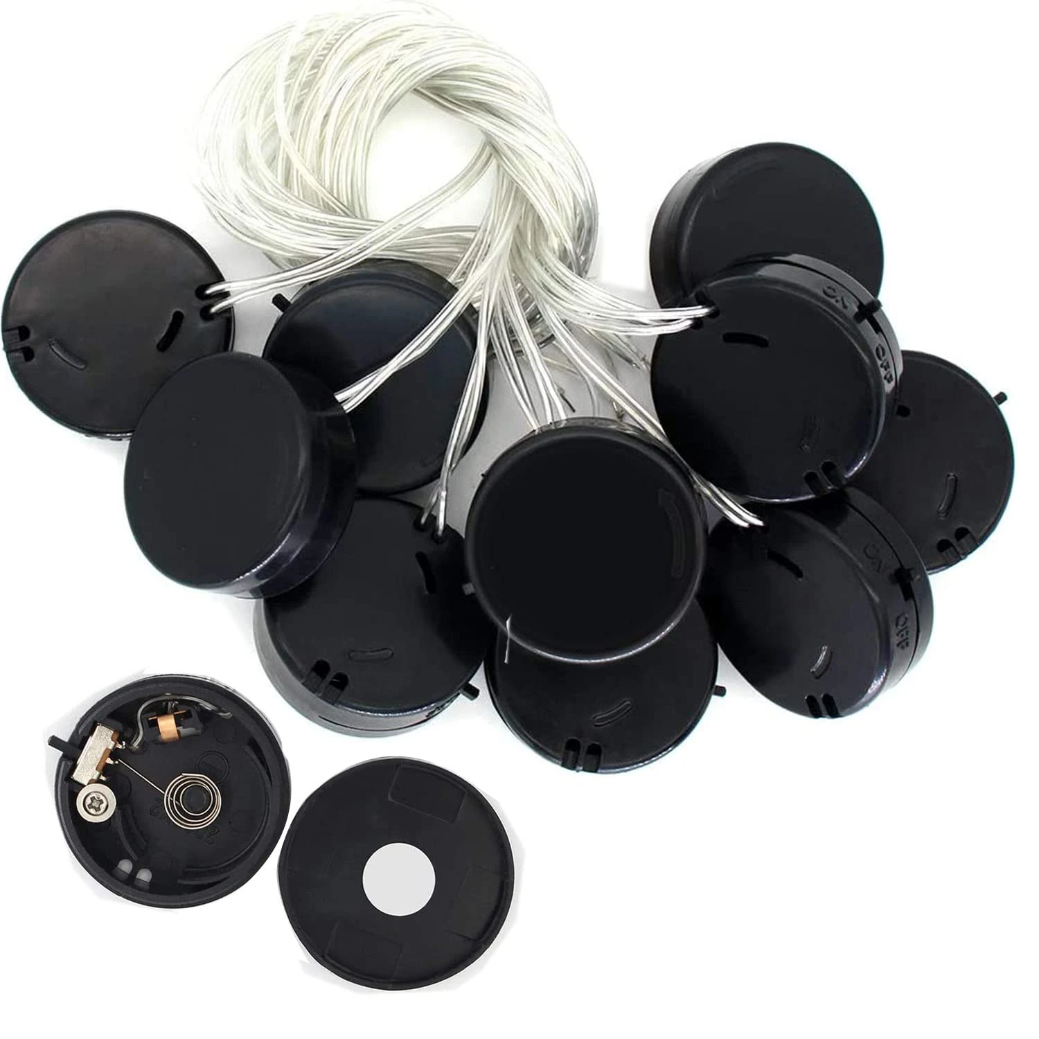 RUNCCI-YUN 10PCS CR2032 Battery Holder Plastic 2x3V Button Coin Cell Battery Holder Case Box with Wire Lead ON-OFF Switch, 3v battery holder with switch (Black)