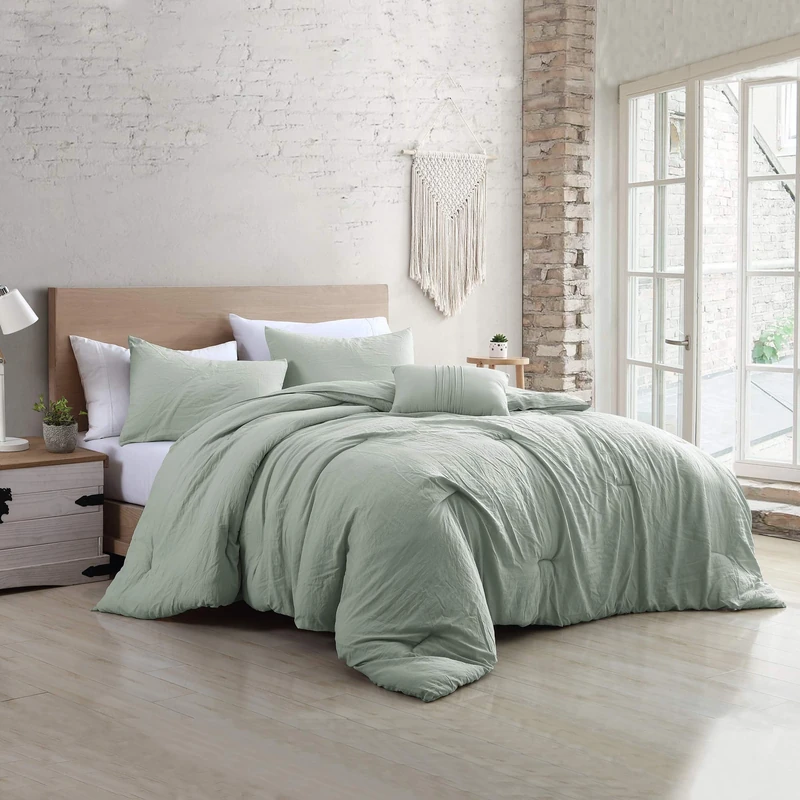 Modern Threads - Comforter Set - Down Alternative Brushed Microfiber - Elegant All Season Bedspread Set - Includes Comforter, Shams, & Decorative Pillow - Luxurious Bedding - Queen, Spa