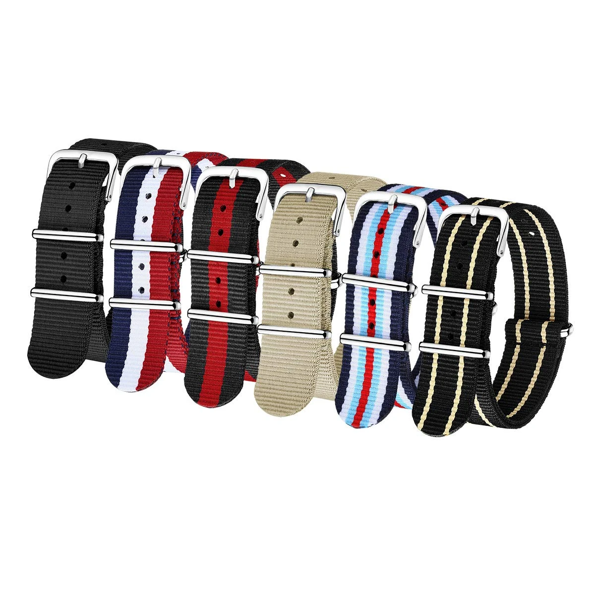 CIVO NATO Strap 6 Packs 16mm 18mm 20mm 22mm 24mm Ballistic Nylon Watch Bands Zulu Straps Stainless Steel Buckle with Spring Bar and Link Pin Tool