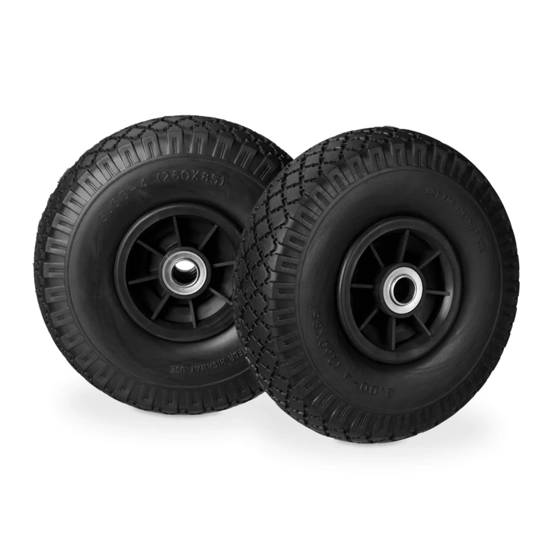 Relaxdays 2x hand truck wheel, puncture-proof solid rubber tires, 3.00-4 inches, 20 mm axle, up to 80 kg, 260 x 85 mm, black