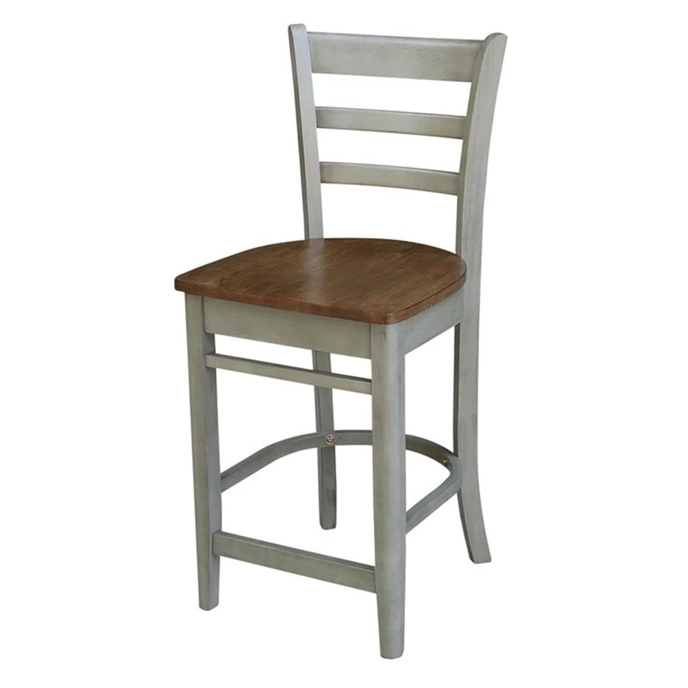 International Concepts Emily Counter Height Stool - 24 Seat Height, Distressed Hickory/Stone