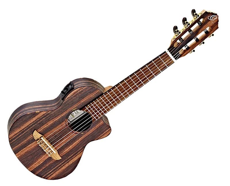 Ortega Guitars Travel Guitar Electro-Acoustic – Mini Travel Series – Ebony, Natural (RGL5EB-CE)