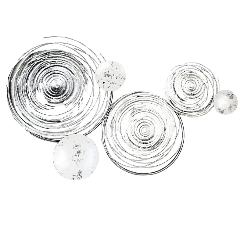 Casablanca Circles 74965 Wall Decoration Metal White/Silver - Suitable for Indoor Use Only - Height 56 cm x Width 94 cm x Depth 6 cm