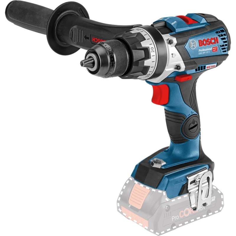 Bosch Professional 18V System Cordless Combi Drill GSB 18V-110 C (max. Torque of 110 Nm, incl. Aux. Handle, Without Battery/Charger)