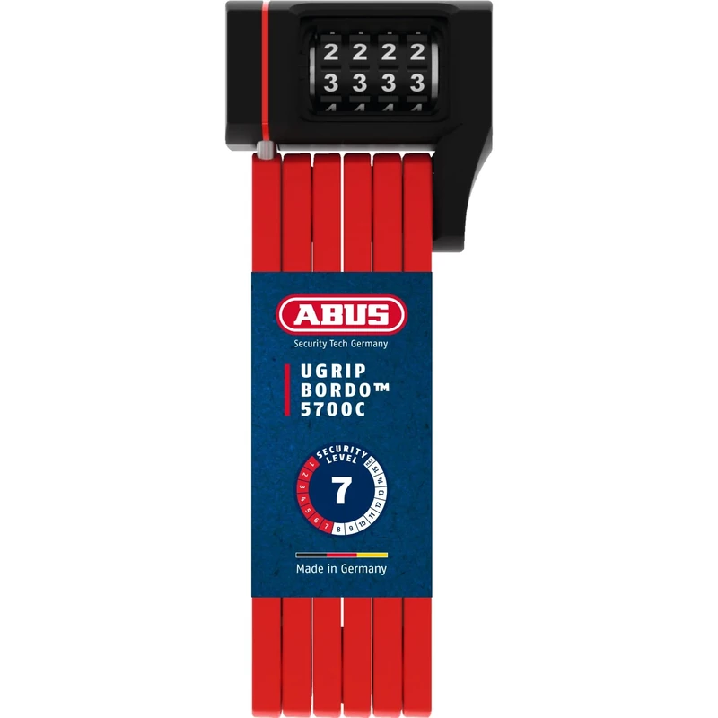 ABUS Bordo uGrip 5700C SH folding lock with bracket - Bicycle lock with combination code and 5 mm thick bars - security level 7
