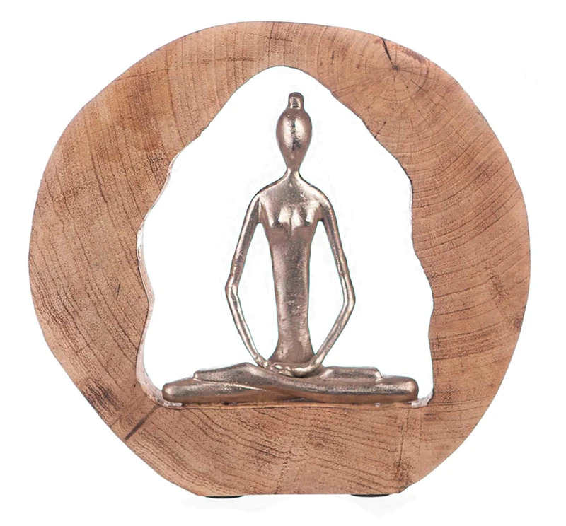 Casablanca Sculpture, Aluminium Wood, Brown, Natural, Silver Tone, Höhe 27 cm