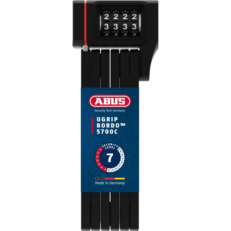 ABUS Bordo uGrip 5700C SH folding lock with bracket - Bicycle lock with combination code and 5 mm thick bars - security level 7