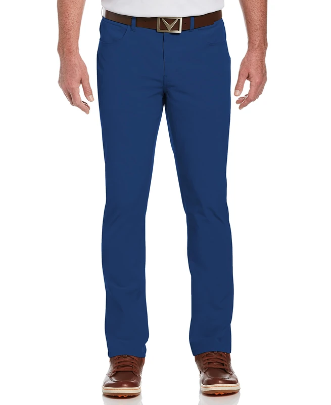 Callaway Men’s EverPlay 5-Pocket Golf Pants with Comfort Waistband, Stretch Non-Iron Fabric, Moisture-Wicking, Tapered Fit, Deep Navy HTR, 34W x 32L
