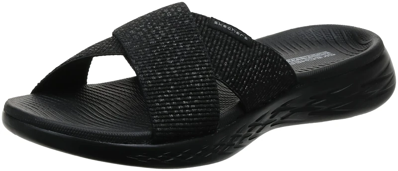 Skechers Women's On-the-go 600 - Glistening Slide Sandal,Black,5 UK Wide