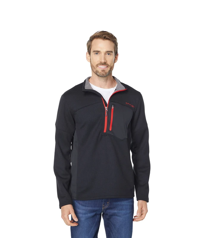 Spyder Active Sports Mens Bandit Half Zip, BLK RED, Large - Image 1