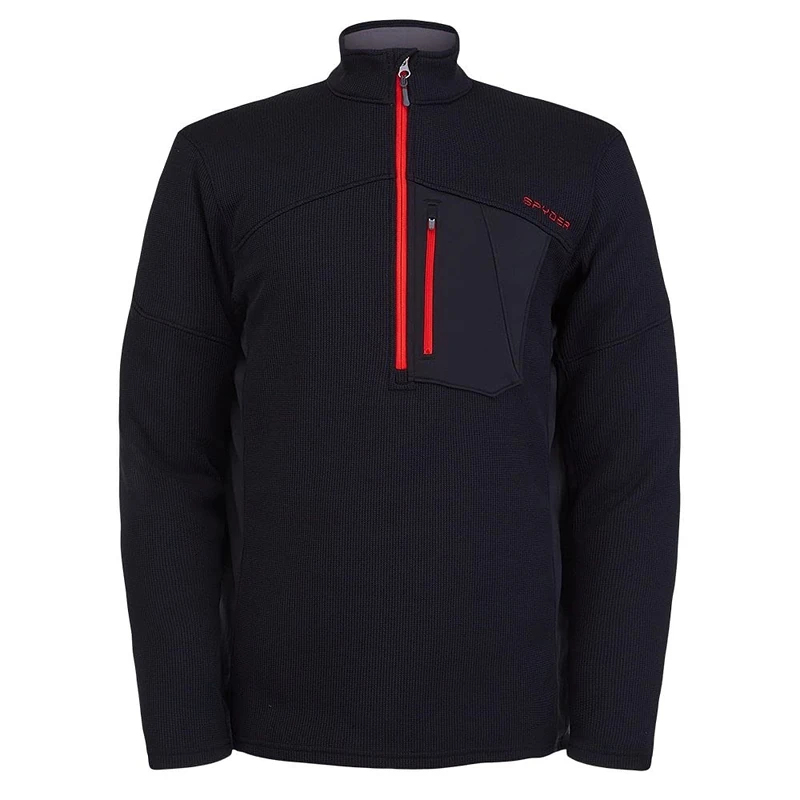 Spyder Men's Bandit Hybrid 1/2 Zip Mid Layer Jacket, Blk Red, S