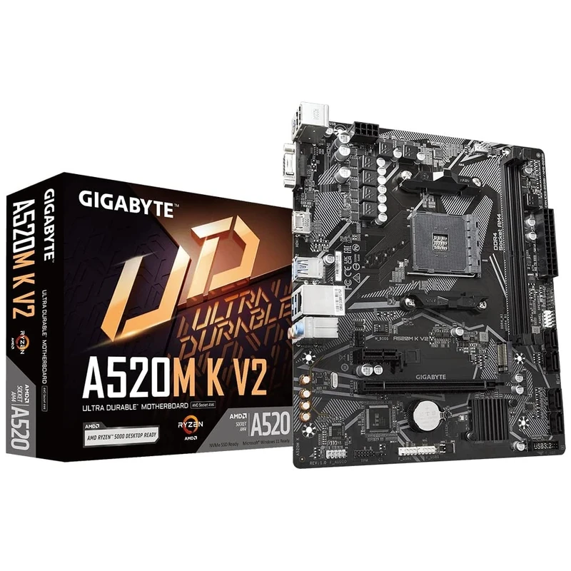 GIGABYTE A520M K V2 MicroATX Motherboard [with AMD A520 Chipset] MB6136