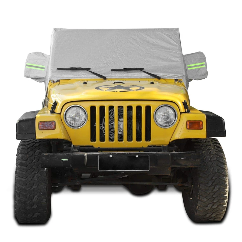 JeCar for Jeep Car Cover Weatherproof Car Cover Protect from Snow Rain Hail Sunshine fit for Jeep Wrangler TJ 1997 1998 1999 2000 2001 2002 2003 2004 2005 2006 All Submodels