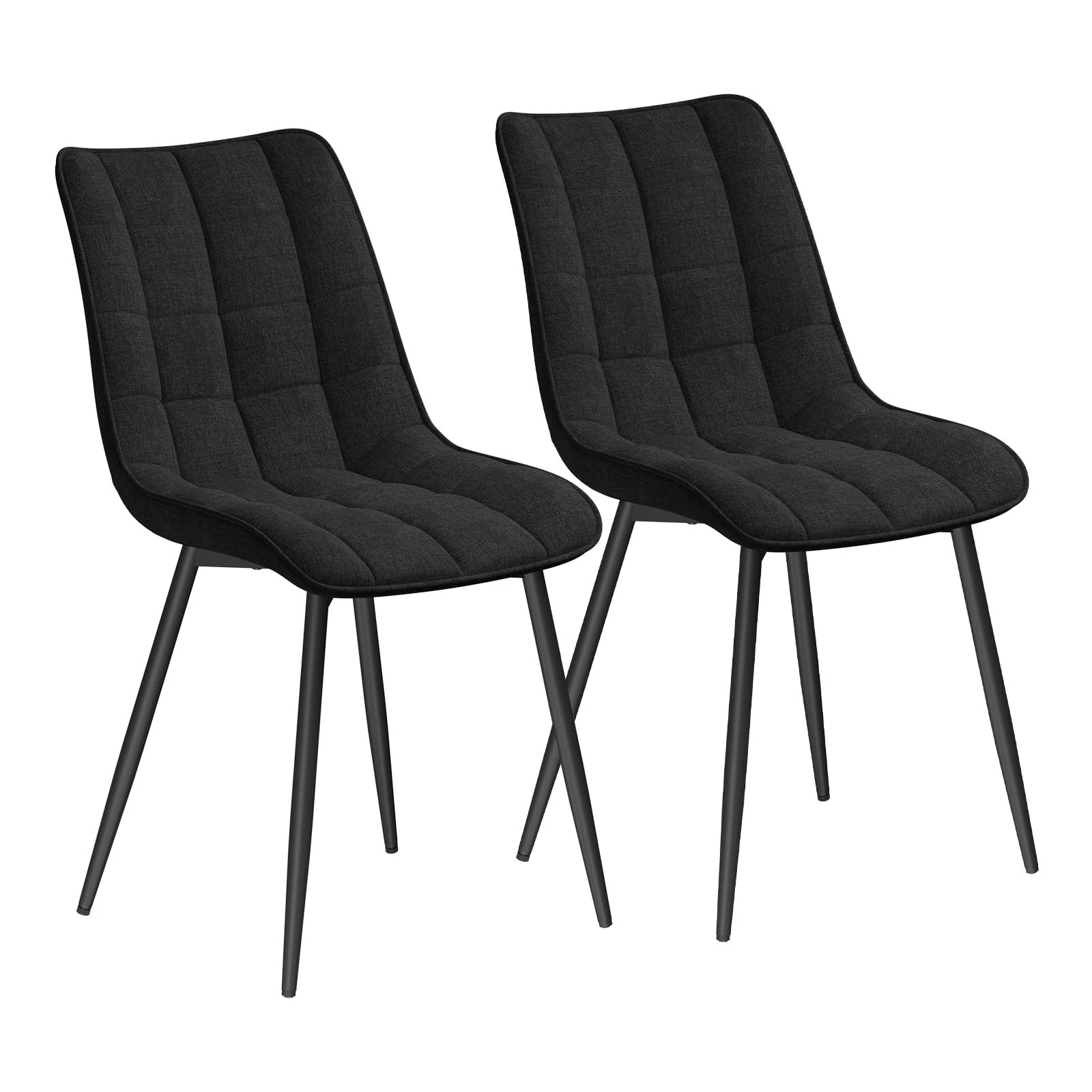 WOLTU Dining Chairs Set of 2 Thick Linen Upholstered Kitchen Chair Metal Legs, Black BH206sz-2