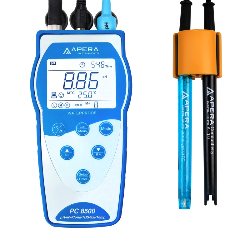 Apera Instruments Premium Series PC8500 Portable Handheld pH/Conductivity Meter Kit