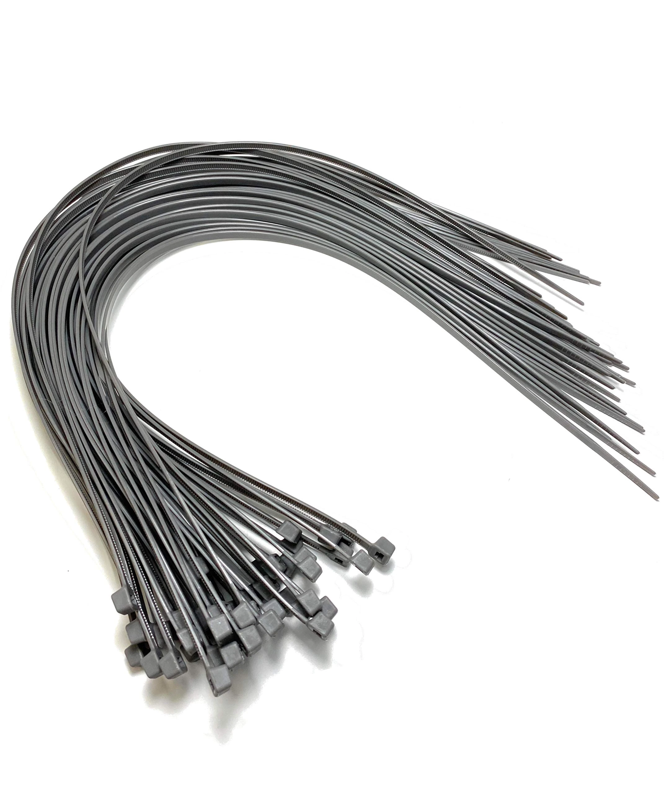 Cable Ties - 450mm x 4.8mm - 17.7" Extra Long Tie Wraps - Nylon Zip Ties (200, Grey)
