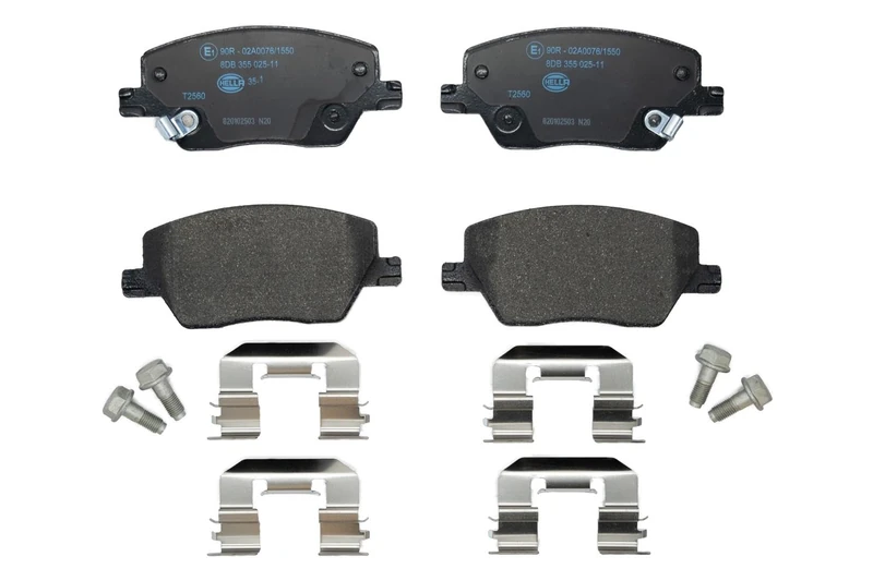 HELLA 8DB 355 025-111 Brake pad set - with acoustic wear warning - T2560 - for e.g. DODGE / FIAT