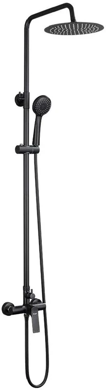 Ibergrif Praga - Exposed Rainfall Shower System Kit, Shower Mixer Tap Set, Black