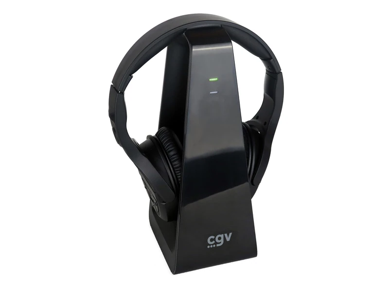 CGV HEL PRELUDE 2 Wireless HiFi TV-Headphones (On-Ear, Digital Audio Transmission (2.4GHz) with Charging Dock, 30 m Range) Black