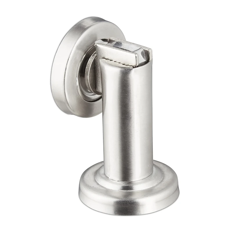 Relaxdays Magnetic Door Stop, Blocker, Floor/Wall Mounted Stopper, Stainless Steel, Silver