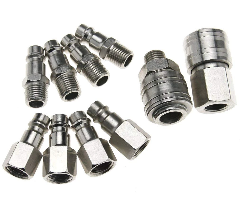 10PCS Air Line Connectors Euro Airline Hose Compressor Fittings 1/4" BSP Airline Fittings Thread Hose Connector Fittings Set