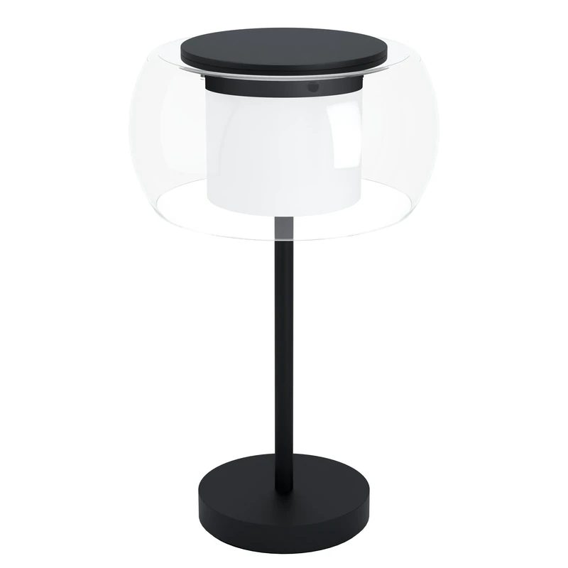 Eglo LED Bedside lamp Briaglia-c, dimmable Smart Home Side Table Light Made of Black Metal, Clear and satined Glass, Living Room and Bedroom Lighting, warmweiß-kaltweiß, RGB