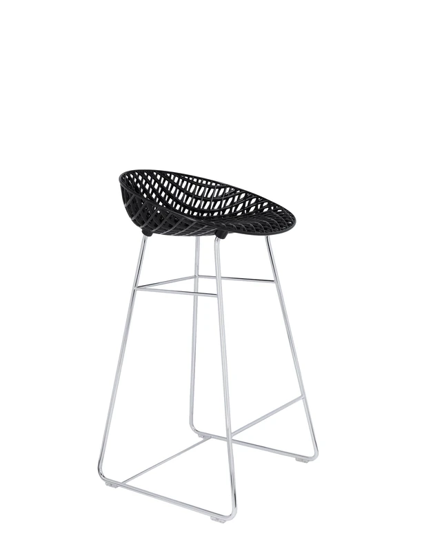 Kartell Smatrik Stool, Black with Chrome Frame