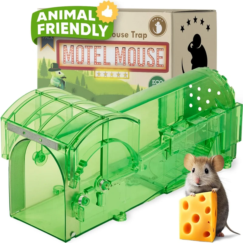 Motel Mouse Humane Mouse Traps for Indoor & Outdoor - Easy to Use, Easy to Clean, Reusable, No Touch Release, Improved Highly Sensitive Trigger Mechanism - Comes with Instruction Manual & Video